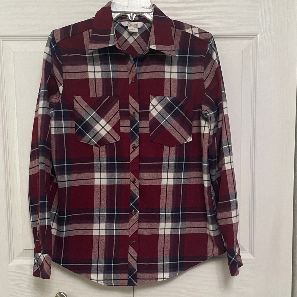 Natural REFLECTIONS Plaid Flannel Button Down Shirt Small LIKE NEW